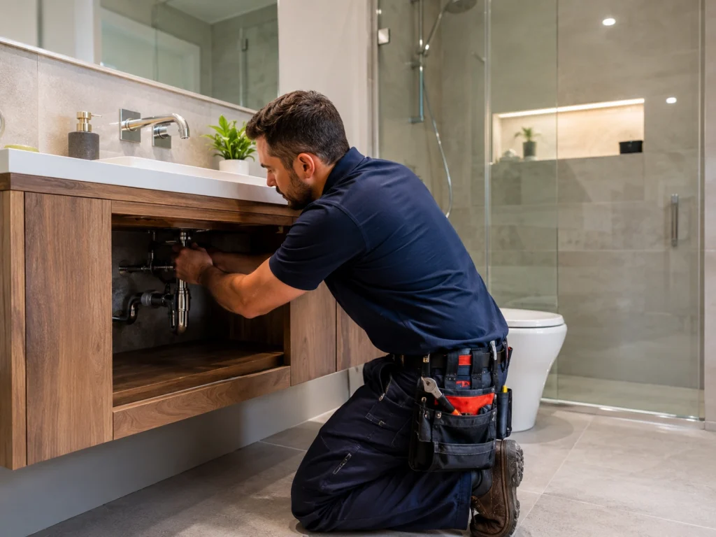 Completed professional residential plumbing installation