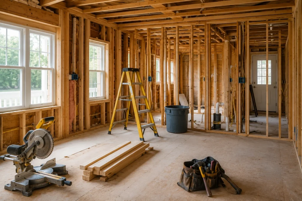 home renovation construction and plumbing work